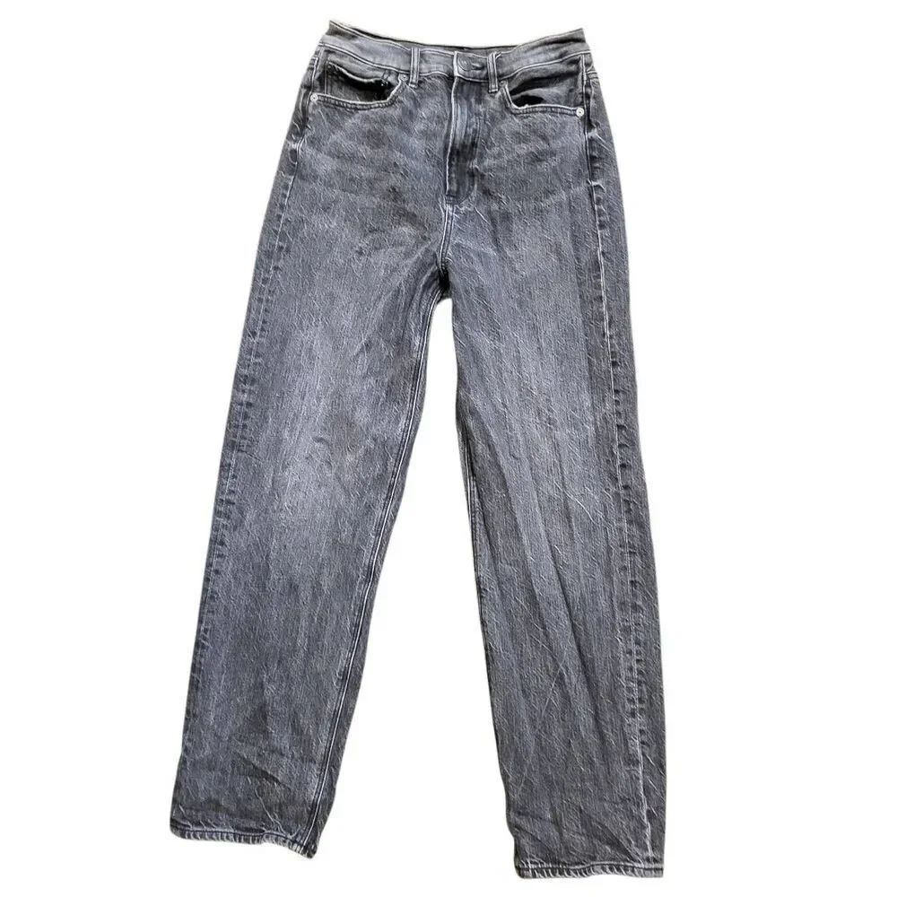American Eagle Jeans Women's 2 Faded Black High Rise Baggy Stretch Waistband